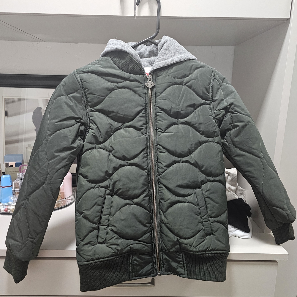 Appaman Green Puffer Jacket with Gray Hood